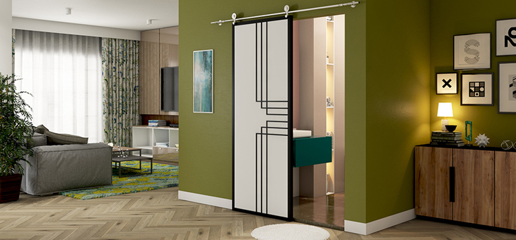 sliding bathroom door installation in Linda